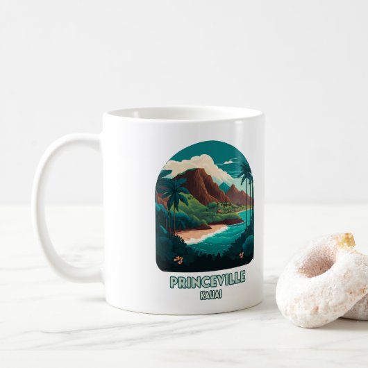 Mug Princeville Kauai Hawaii Beach Mounts Retro (Avec donut)