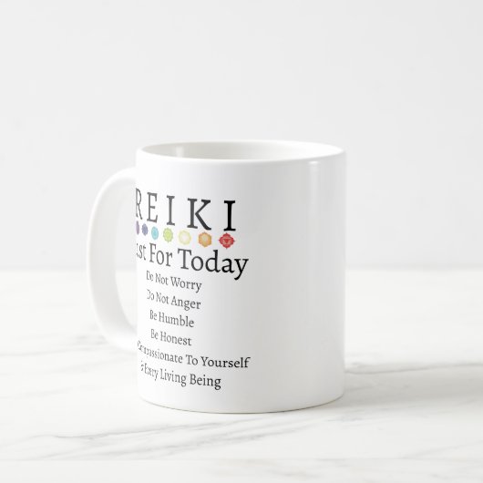 Mug Principes de Reiki Préceptes blanc (Devant gauche)