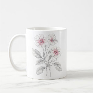 Mug Printemps 36 fleurs, dessin en ligne, minimaliste,
