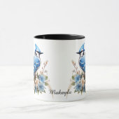 Mug Printemps fleurs Blue Jay Bird (Centre)