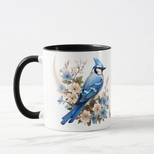 Mug Printemps fleurs Blue Jay Bird (Gauche)