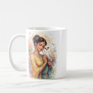Mug Printemps indien - Portrait de femme avec hibou