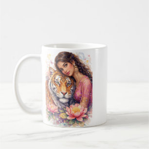 Mug Printemps indien - Portrait de femme avec tigre
