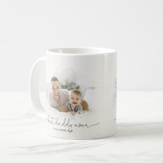 Mug Prix Best Daddy Ever Script Citation Noms Année (Devant gauche)