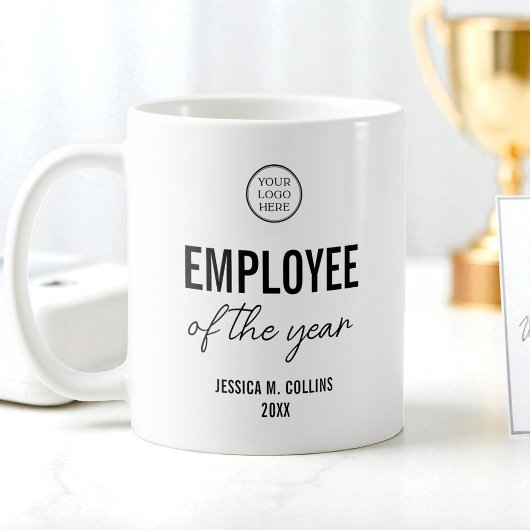 Mug Prix de l'employé de l'année Logo de l'entreprise