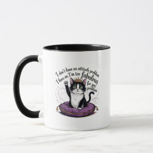 Mug Problème d'attitude drôle sarcasme chat