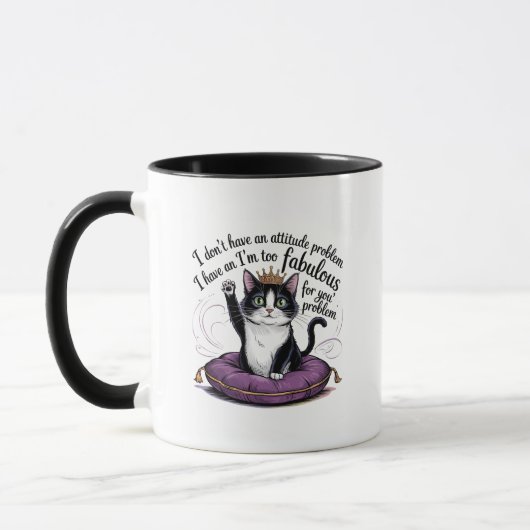Mug Problème d'attitude drôle sarcasme chat (Gauche)