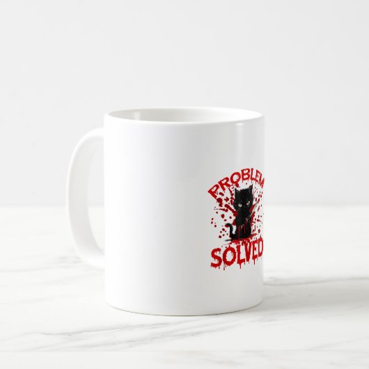 Mug Problème résolu chat noir (Devant gauche)