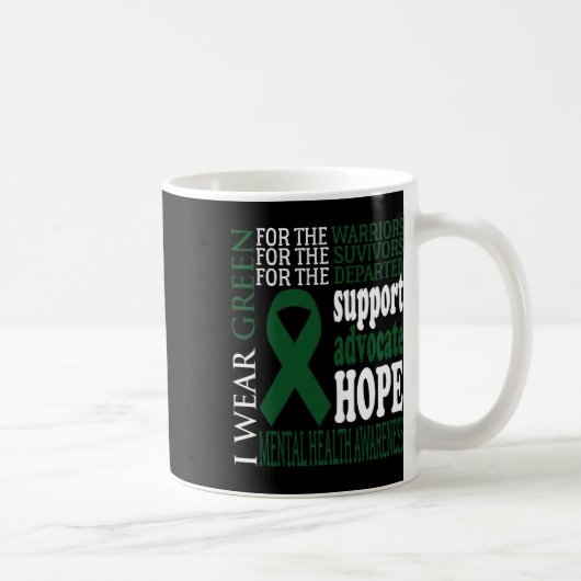 Mug Problèmes de santé Ruban vert Sensibilisation en s (Droite)