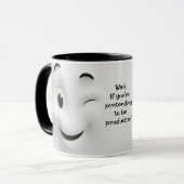 Mug Productif ? Ajouter un message nominatif, visage e (Devant gauche)