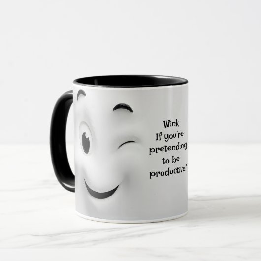 Mug Productive? Add Name Message, Expressive Face (Devant gauche)