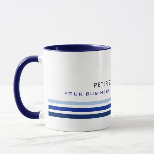 Mug prof. 3 lignes fines bleu foncé nom d'entreprise m (Gauche)