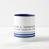 Mug prof. 3 lignes fines bleu foncé nom d'entreprise m (Centre)