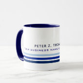 Mug prof. 3 lignes fines bleu foncé nom d'entreprise m (Devant gauche)