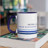 Mug prof. 3 lignes fines bleu foncé nom d'entreprise m