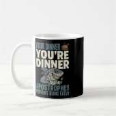 Mug Prof de anglais requin grammaire drôle ponctuation (Gauche)