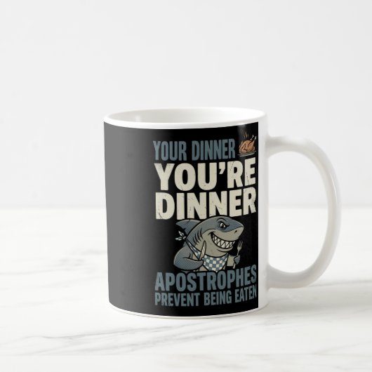 Mug Prof de anglais requin grammaire drôle ponctuation (Droite)