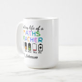 Mug Prof de maths drôle Vie de batterie Nom personnali (Devant gauche)