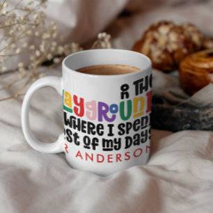 Mug Professeur coloré typographie arc-en-ciel moderne