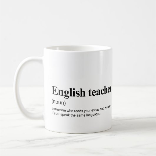Mug Professeur d'anglais Définition drôle d'enseigneme (Gauche)