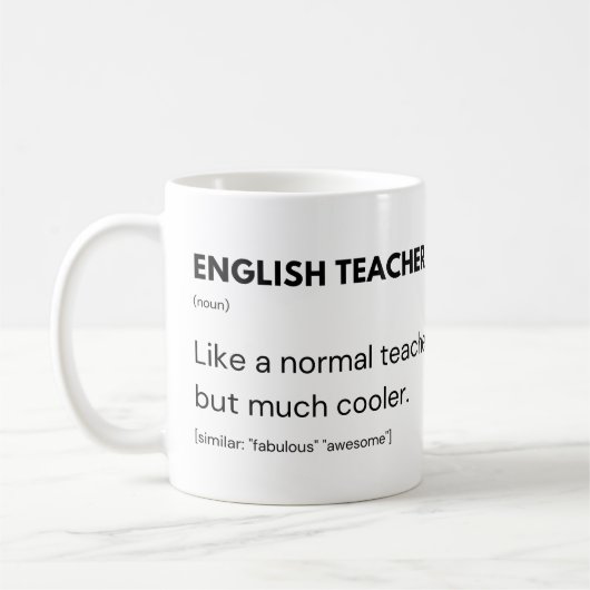 Mug Professeur d'anglais Professeur cool et éducateur (Gauche)