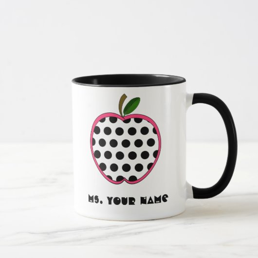 Mug Professeur d'Apple de point de polka (Droite)