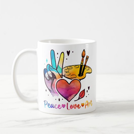 Mug Professeur D'Art Peace Love Art Pour Artistes Et P (Gauche)