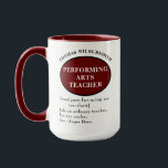 Mug Professeur d'arts de la scène personnalisé<br><div class="desc">Tasse de définition amusante au design rouge et noir.</div>
