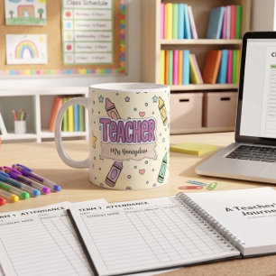 Mug Professeur de crayon pastel motif scolaire 