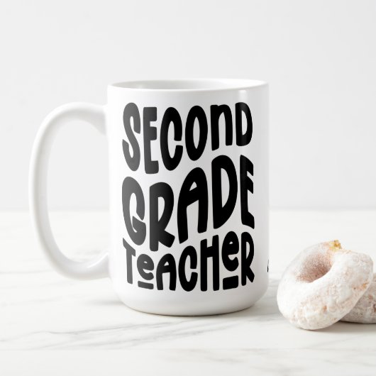 Mug Professeur de deuxième année Typographie noire Des (Avec donut)