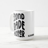 Mug Professeur de deuxième année Typographie noire Des (Devant gauche)
