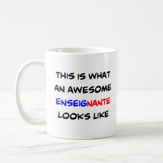 Mug professeur de français enseignante, génial (Gauche)