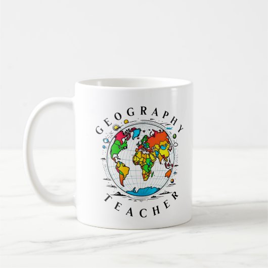 Mug Professeur de géographie avec Globe coloré (Gauche)