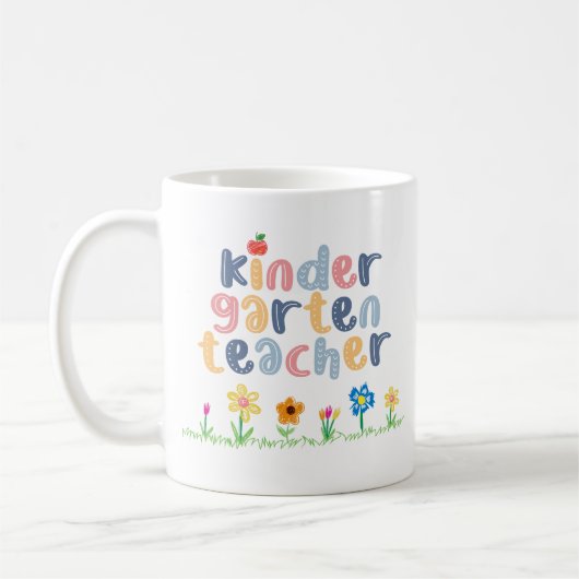Mug Professeur de jardin d'enfants personnalisé Nom fl (Gauche)