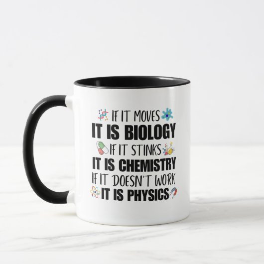 Mug Professeur de physique scientifique Geek Drôle Étu (Gauche)