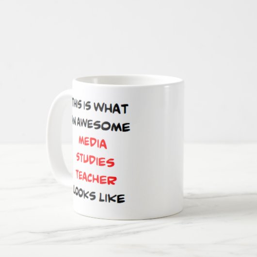 Mug professeur de sciences des médias, génial (Devant gauche)