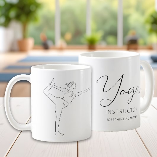Mug Professeur de yoga Danseuse Pose Noir Dessin au tr