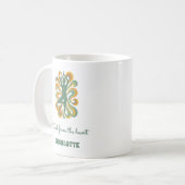 Mug Professeur de yoga rétro spirales nom citation (Devant gauche)