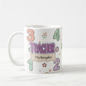 Mug Professeur d'école violet motif de nombres (Gauche)