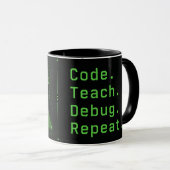 Mug Professeur d'informatique Code Enseigner Déboguer (Devant droit)