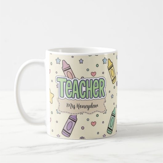 Mug Professeur École Craie Pastel Motif (Gauche)