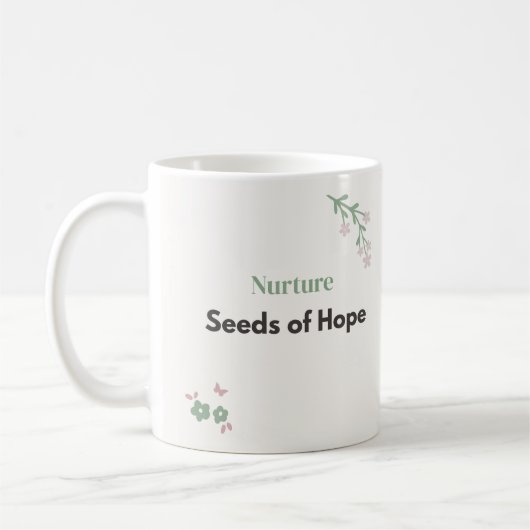 Mug Professeur Fleurs Nourrir les Graines de l'Espoir (Gauche)