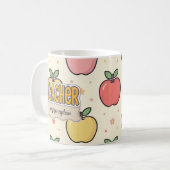 Mug Professeur Jaune Pomme École Motif (Devant gauche)