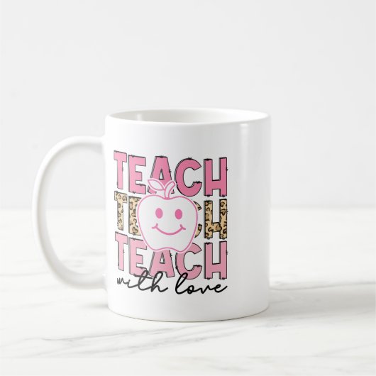 Mug Professeur léopard Appréciation Enseigner avec amo (Gauche)