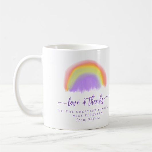 Mug Professeur moderne d'aquarelle arc-en-ciel Merci (Gauche)