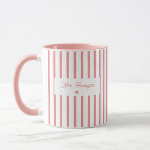 Mug Professeur Monogramme Rayure Rose