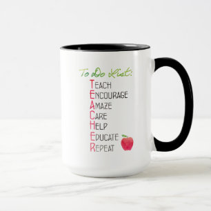 Mug Professeur Personnalisé À Faire Liste Aquarelle Po