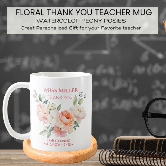 Mug Professeur personnalisé Merci floral