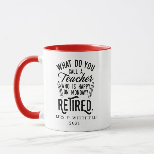 Mug Professeur retraité Chef de l'école Retraite sur m (Gauche)
