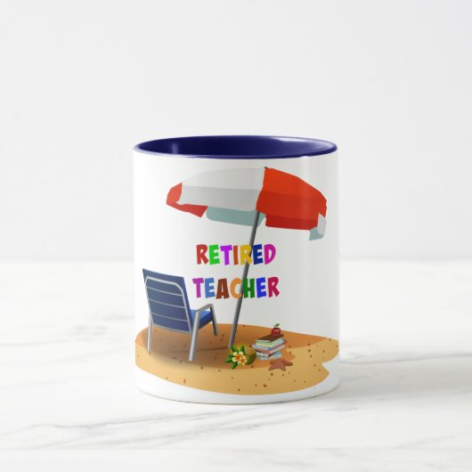 Mug Professeur Retraité, Scène De Plage, (Centre)